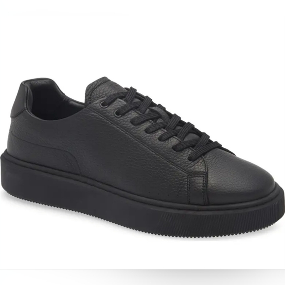 Size 44 Boss  Shoes 7990 Black Leather Men\'s Sneakers